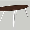 Stylish Modern Oval Conference Table With Wooden Top And Silver Metal Legs