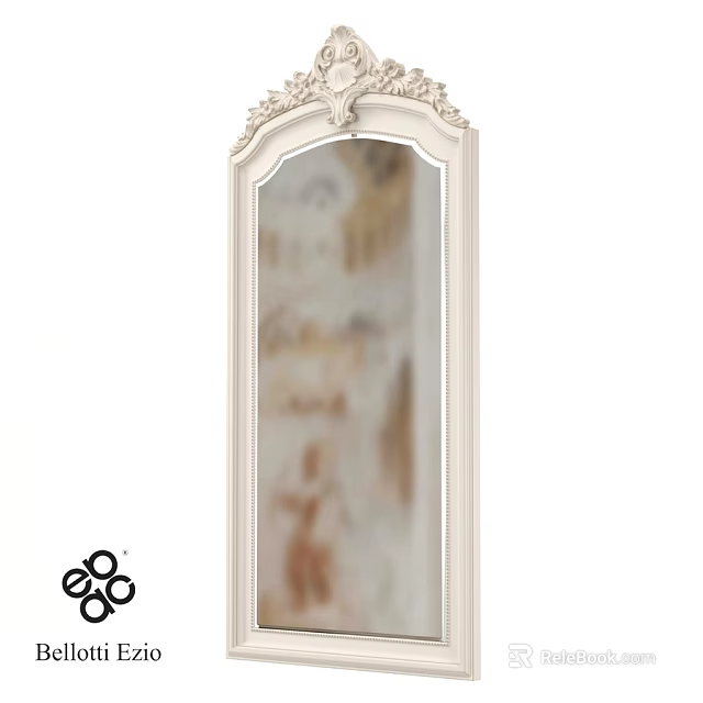 Classic Full Length Mirror With Ornate White Frame For Home Decor 3d model 