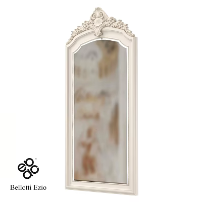 Classic Full Length Mirror With Ornate White Frame For Home Decor 3d model