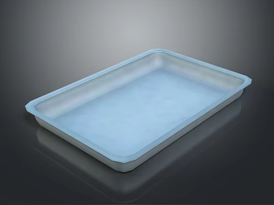 Light Blue Plastic Tray With Smooth Surface And Reflective Finish For Kitchen Use 3d model