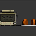 Solar Powered Digital Lantern With Orange Earphones And Functional Accessories 3d model