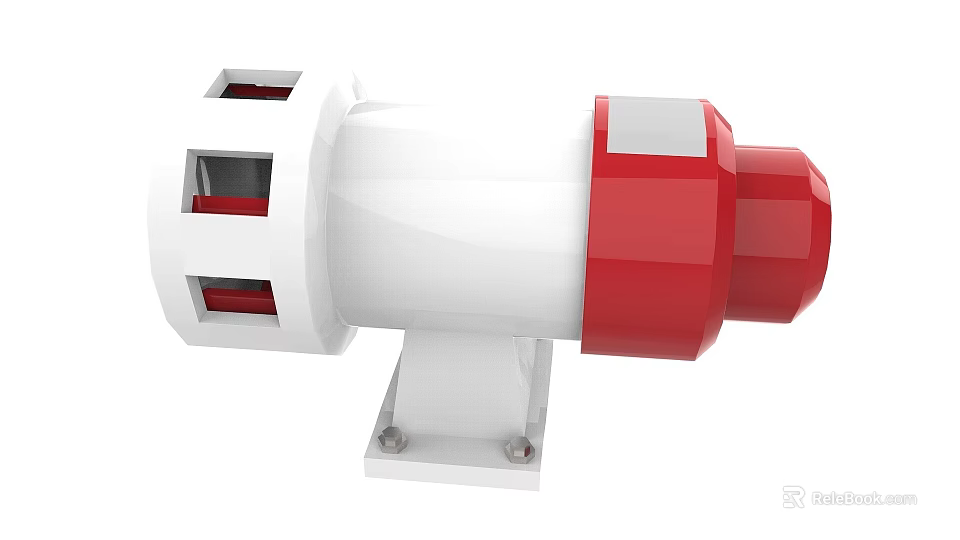 Car Mechanical Component With White Body Red Accents And Secure Mounting Base 3d model 