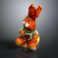 Stuffed Rabbit Doll With Brown Ears Light Green Sweater Red Heart Pattern And Yellow Base