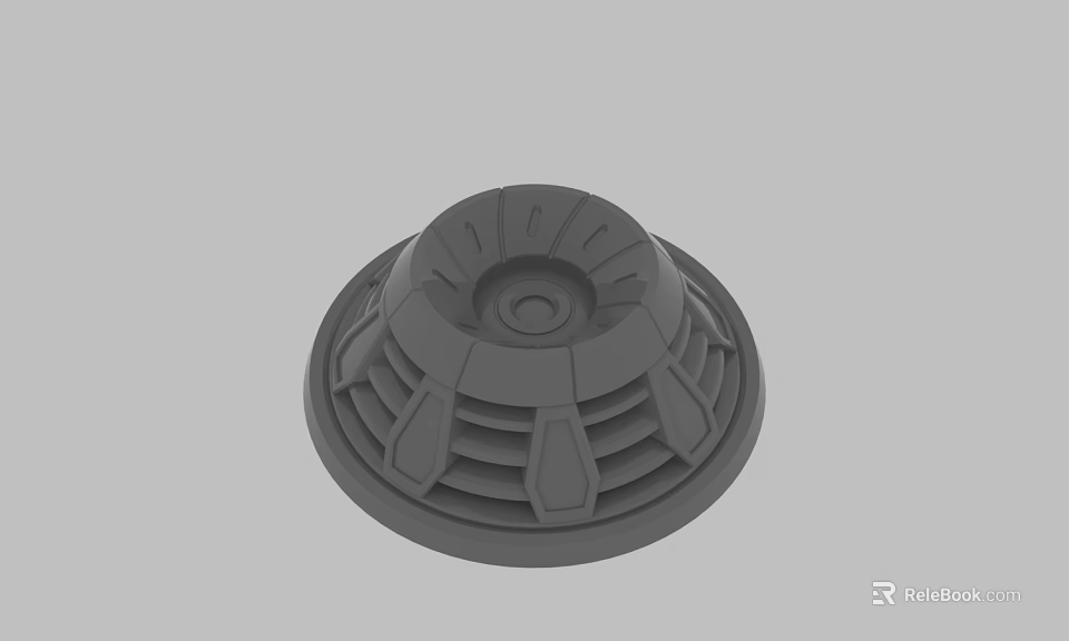 Gray Circular Textured 3D Model Component With Layered Structure And Radial Patterns 3d model