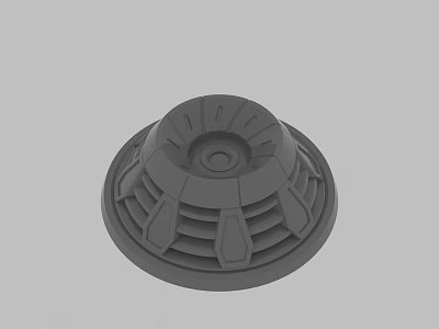 Gray Circular Textured 3D Model Component With Layered Structure And Radial Patterns 3d model