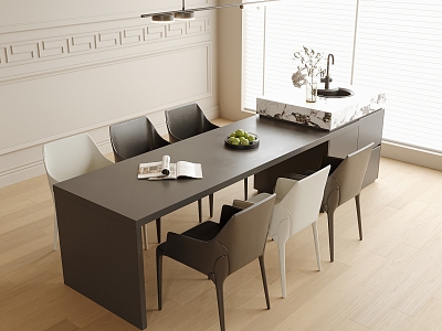 Modern Dining Table and Chair Combination Island Table Dining Table and Chair model