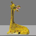 Yellow Giraffe Toy With Orange Spots Long Neck And Open Mouth