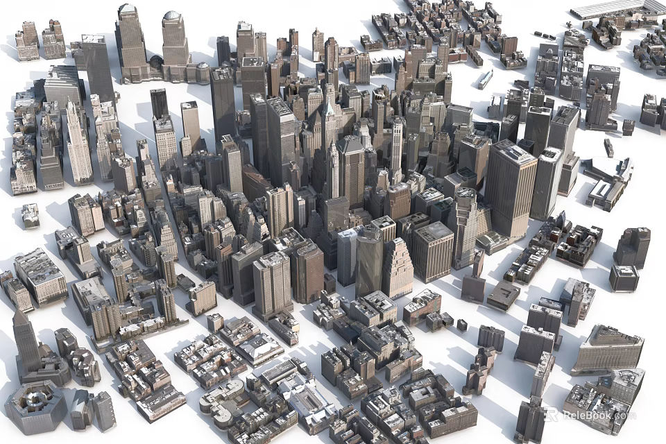 Urban Building Complex Comprising Dense High Rise Structures And Diverse Architectural Designs 3d model