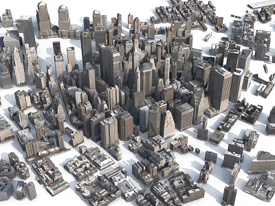 Urban Building Complex Comprising Dense High Rise Structures And Diverse Architectural Designs 3d model