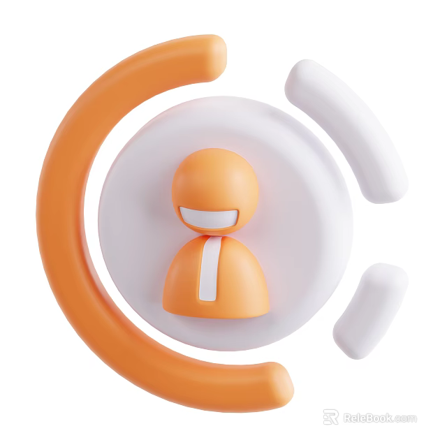 Modern Decorative Ornament Set With Orange Human Figure And White Circular Curved Base 3d model 