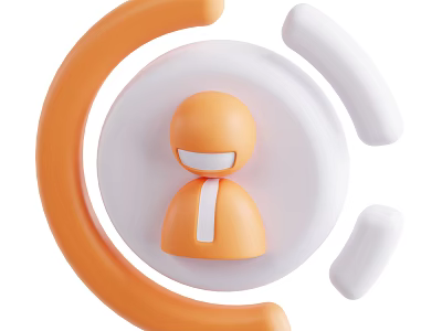 Modern Decorative Ornament Set With Orange Human Figure And White Circular Curved Base 3d model