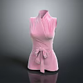 Elegant Pink Sleeveless Velvet Top With Bow Tie Detail And Smooth Fabric