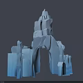 Blue Ice Sculpture Arch With Frosty Spire And Stacked Ice Blocks