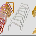 Various Modern Pergola Models With Curved Straight Structures And Colorful Frames 3d model
