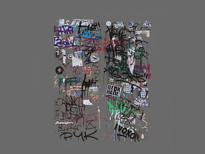 Street Graffiti Sticker Material Texture Game Development City Street View 3d model