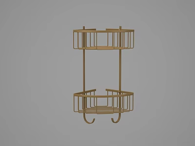 Two Tier Metal Bathroom Accessories Organizer Wall Mounted Storage Rack 3d model