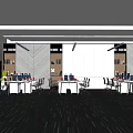 Modern Public Office Space Featuring Multiple Desks Computers Ergonomic Chairs And Bookshelves 3d model