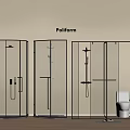 Polliform Shower Sauna Enclosures With Black Frame Glass And Modern Bathroom Interior