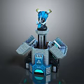 Futuristic Sci Fi Weapon Tower With Blue Turret And Open Panel Design 3d model