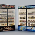 Commercial Display Refrigerators With Glass Doors And Advertising Panels For Beverage Storage
