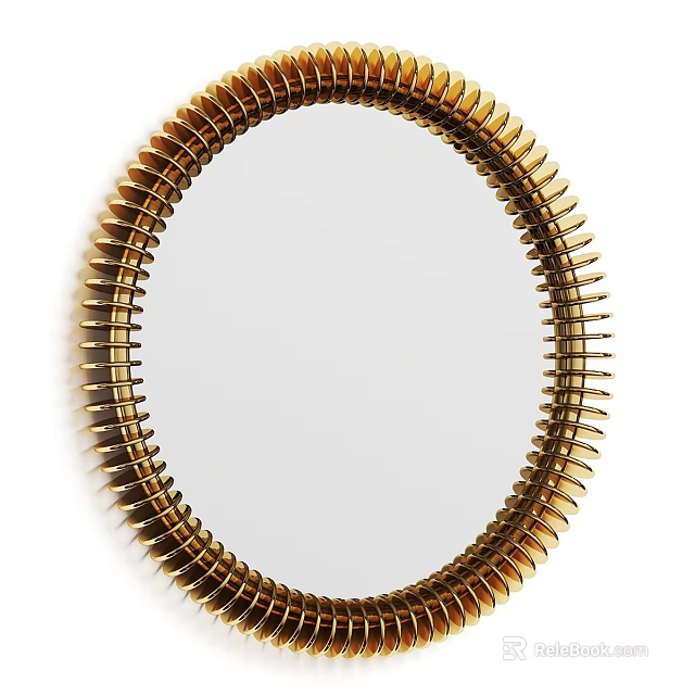 Golden Round Mirror With Unique Spiked Frame For Modern Home Decor 3d model 