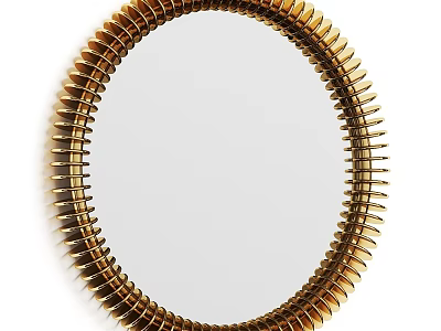 Golden Round Mirror With Unique Spiked Frame For Modern Home Decor 3d model