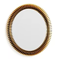 Golden Round Mirror With Unique Spiked Frame For Modern Home Decor