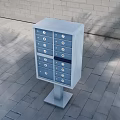 Outdoor Public Mailbox Cabinet Featuring Multiple Compartments Brick Wall And Tree Shadow 3d model