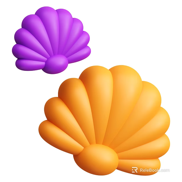 Vibrant Marine Shellfish Creatures Featuring Purple And Orange Decorative Shells 3d model 