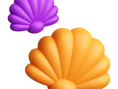 Vibrant Marine Shellfish Creatures Featuring Purple And Orange Decorative Shells 3d model