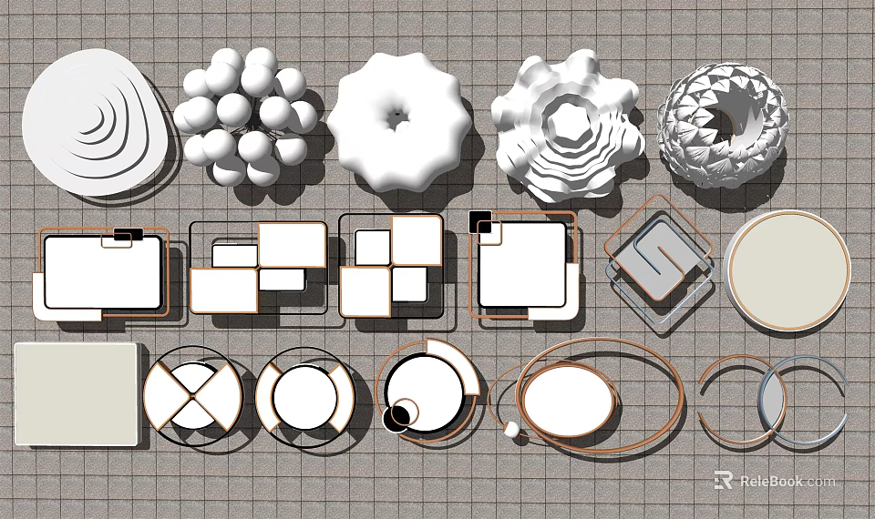 Modern Ceiling Lights With Round Square And Patterned Design Variations 3d model