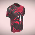 Red And Black Sports Jersey With Geometric Patterns And Number Eleven