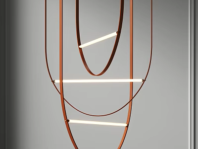 Modern Contemporary Chandelier With Geometric Metal Rings And LED Light Tubes 3d model