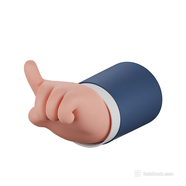 Animated Game Character Hand With Blue Sleeve White Cuff And Thumbs Up Gesture 3d model 