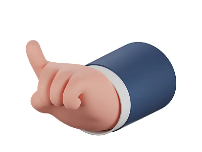Animated Game Character Hand With Blue Sleeve White Cuff And Thumbs Up Gesture 3d model