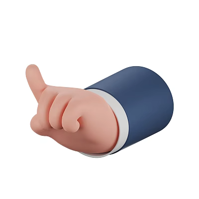 Animated Game Character Hand With Blue Sleeve White Cuff And Thumbs Up Gesture 3d model