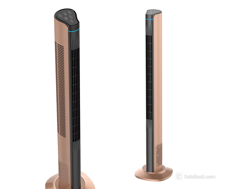Modern Tower Air Cooler Fan With Digital Display And Golden Copper Finish 3d model 
