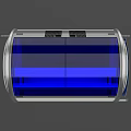 Two Transparent Drum Shaped Playground Equipment With Blue Stripes And Silver Frames