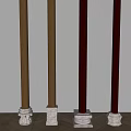 Decorative Columns in Various Colors with White Stone Bases for Interior Design 3d model