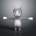 Gray Cat With Pink Ears White Face And Outstretched Arms