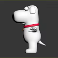 White Cartoon Dog Character With Red Collar Yellow Bell And Open Arms