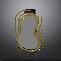 Unique Golden Mirror With Curved Decorations Black Top Component Reflecting Building