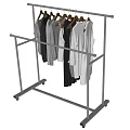 Metal Clothes Rack With Double Rod And Wheels For Hanging Clothes