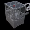 Automated Industrial Equipment With Mechanical Arm Transparent Enclosure And Conveyor System