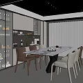 Elegant Modern Restaurant Interior With Marble Dining Table And Leather Chairs
