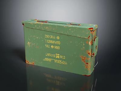 Vintage Green Metal Storage Box With Rustic Details And Text Labels 3d model
