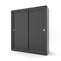 Black Wooden Wardrobe With Sliding Doors Internal Shelves And Storage Drawers