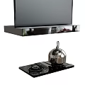 Black Range Hood And Gas Stove With Stainless Steel Kettle In Modern Kitchen