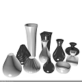 Modern Ceramic Vessels In White And Black With Various Shapes For Home Decor