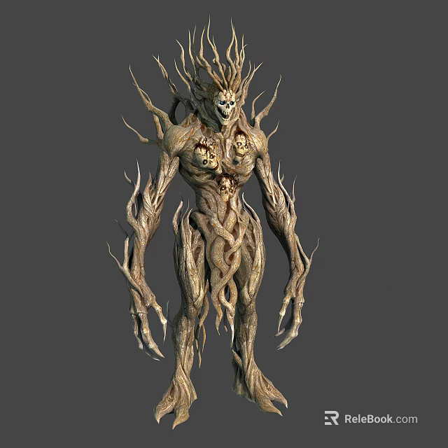 Tree Root Vine Humanoid Creature 3D Model Fantasy Horror Game Character 3d model